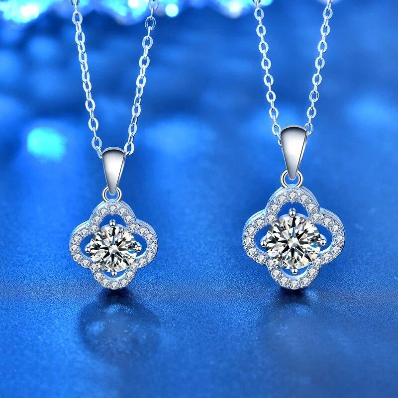 Новинка, 1 карат, настоящий сверкающий муассанит, кулон, ожерелье из твердого серебра 925 пробы, ювелирные изделия на шею с сертификатом, прошедшим тестер бриллиантов