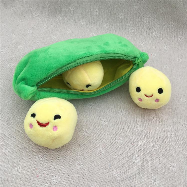 Cute Pea Pod Plush Toy Keychain Bag Pendant Doll Machine Premium Stuffed Animal