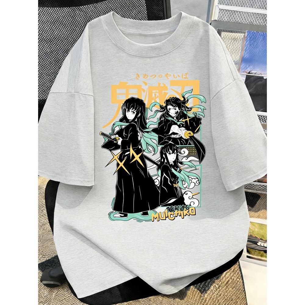 Summer Plus Size Demon Slayer Anime Printed Unisex Women Tshirt Casual Parent Child Top Fashion Harajuku Style Street Wear Y2K