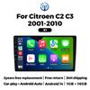 Автомагнитола Android 14 для Citroen C2 C3 2001-2010 Беспроводной Carplay Android Auto Мультимедийный плеер WIFI GPS BT 2din Авторадио FM