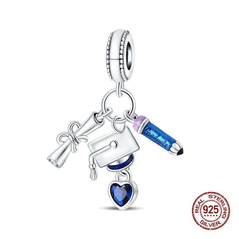 New In Original Charms Copper Sweet Pink Robot Charm Beads Fits 3Mm Original Bracelets For Womens Diy Fine Jewelry Gift