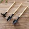 2 Sets Mini Gardening Tools Kids Metal Trowel with Wooden Handle Mini Rake And Shovel for Loosening Soil Transplanting Office Home Potted Plants