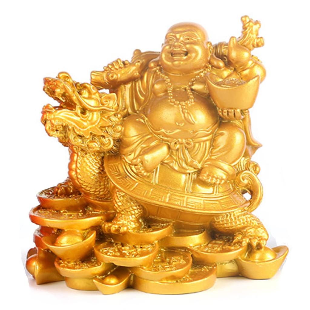 MYDILI Hotei Seven Lucky Hotei Sitting On a Dragon Maitreya Buddha Good Increases Financial Feng Shui Goods Ornament, Gods, Object, Interior,