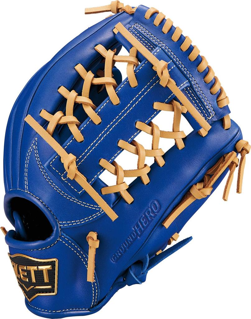 ZETT Юношеский бейсбол софтбол Ground Hero темно-синий x пастельно-коричневый BJGB76545F перчатка, универсальная, бросок левой рукой, (2532), Размер M,