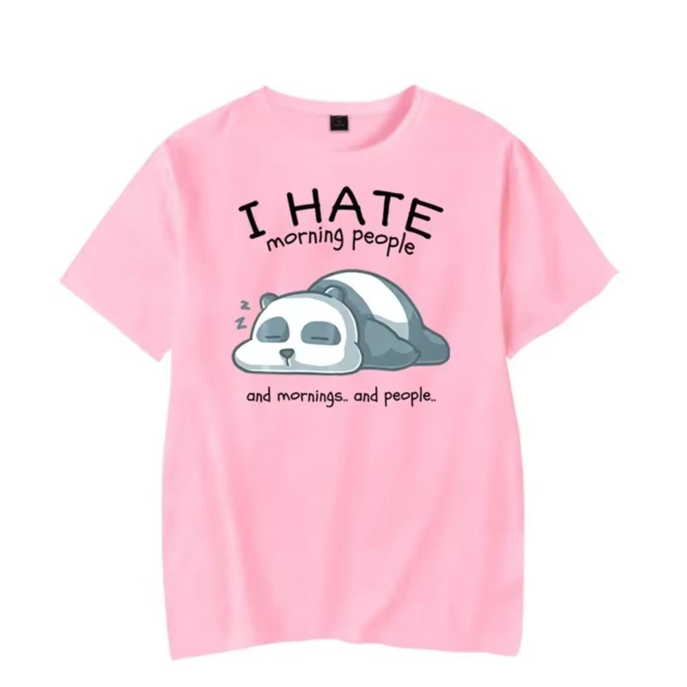 Men's T-shirt I Hate Morning People and Morings and People Kawaii T Shirt Men Women Tshirt Lazy Panda Graphic T Shirts Oversized