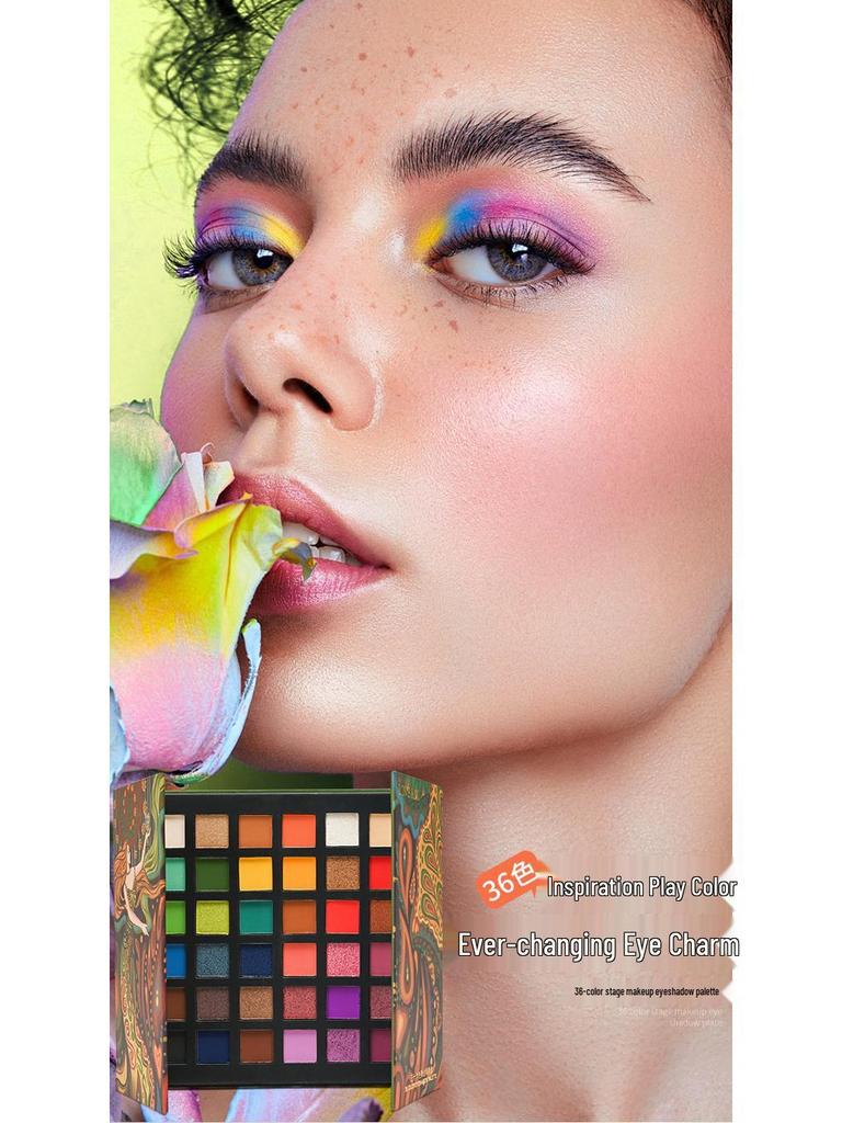 HDKT TikTok Hot 36-Color All-in-One Eyeshadow Palette: Shimmer, Highlight, Matte, Smoky Finishes, European & American Style.