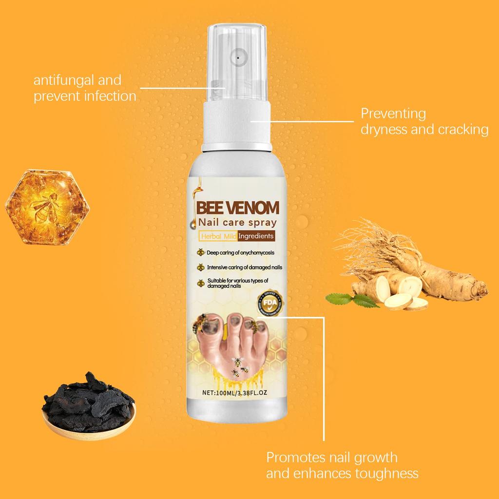 BeeVenom Ash Спрей для ногтей Ash Nail Rotten Nail Увлажняющий чистый спрей для ног 100 мл