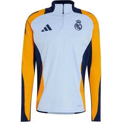 SS24 Real Madrid Series Color Block, удобная модная футболка с длинным рукавом и застежкой-молнией на половину длины, мужские футболки, синий цвет IT5118