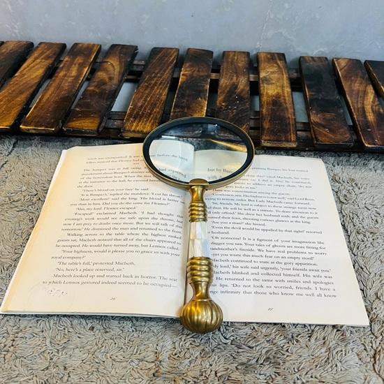 Antique  magnifying glass with Mother of Pearl Handle With Leather Belt