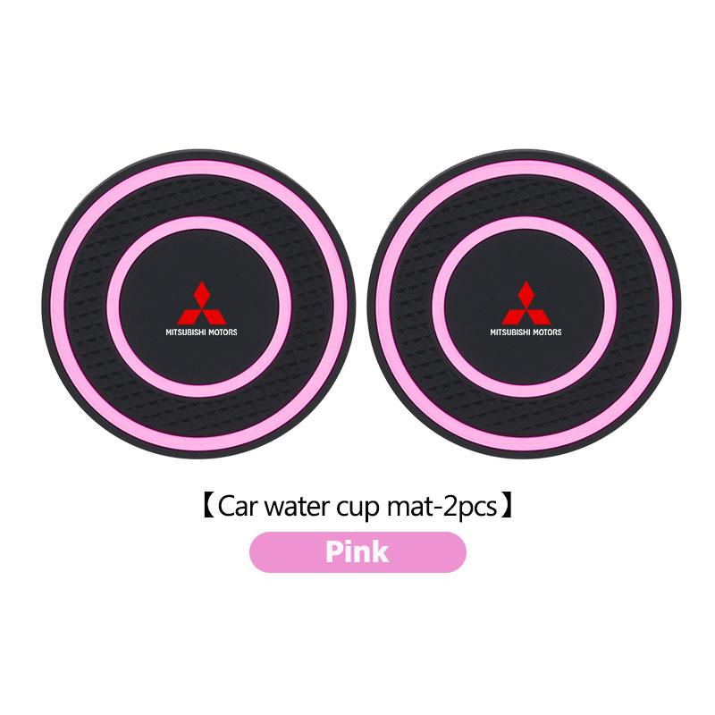 dnsh2 For Mitsubishi 2pcs Car Interior Coaster Non-Slip Water Cup Mat Waterproof Pad Lancer ASX Pajero Mirage Attrage Xpander