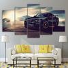 5 Panel Cool Car Landscape HD Print Modern Canvas Wall Art Modular Canvas Painting Living Room Decorative Modular Picture Frame No Frame