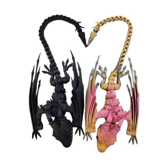3D Printed Winged Dragon Articulated Dragon with Horns Wings Flexible Dragon Fidget Toy Desktop Pet for Home Office Decor Stress Relief