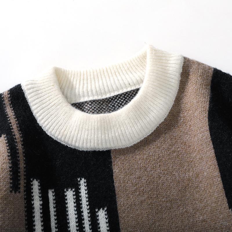 Мужской утолщенный свитер, мужской новый свободный американский свитер, осенне-зимний свитер с круглым вырезом, повседневный вязаный свитер, пуловер