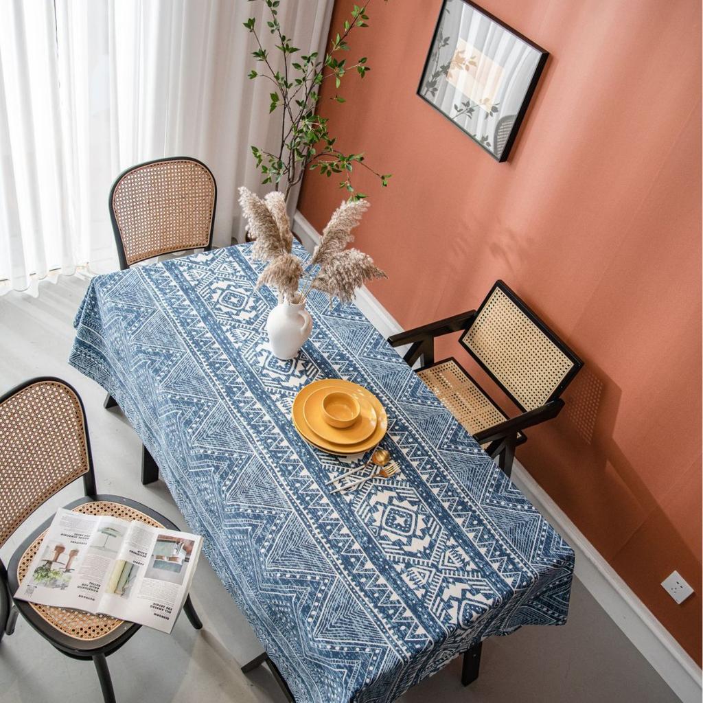 Tablecloth Cotton and Linen Printed Blue and White Porcelain Retro Tablecloth Restaurant Cloth Tablecloth