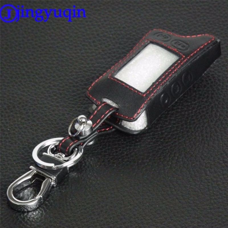 Jingyuqin Remote 5 Buttons Two Way Car Alarm leather Case Cover keyChain For Tomahawk TZ9010 TZ9030 TW9030 TW9010 TW LCD