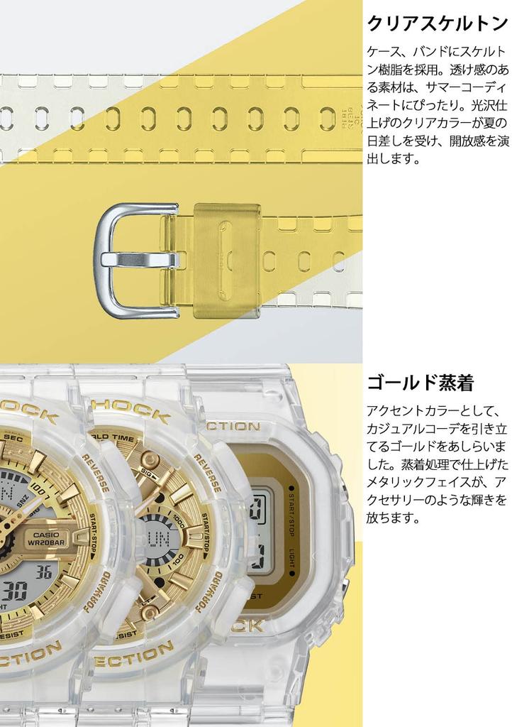 Часы среднего размера, модель [Casio] G-Shock GMA-S110SG-7AJF женские прозрачные скелетоны