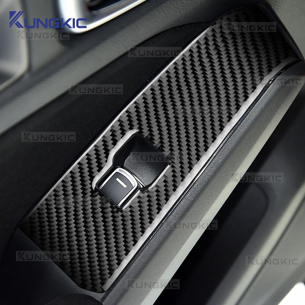 Real Soft Carbon Fiber Sticker For Honda Civic Type R 11th FL5 2022 2023 2024 2025 Car Window Lift Button Frame Panel Trim X12