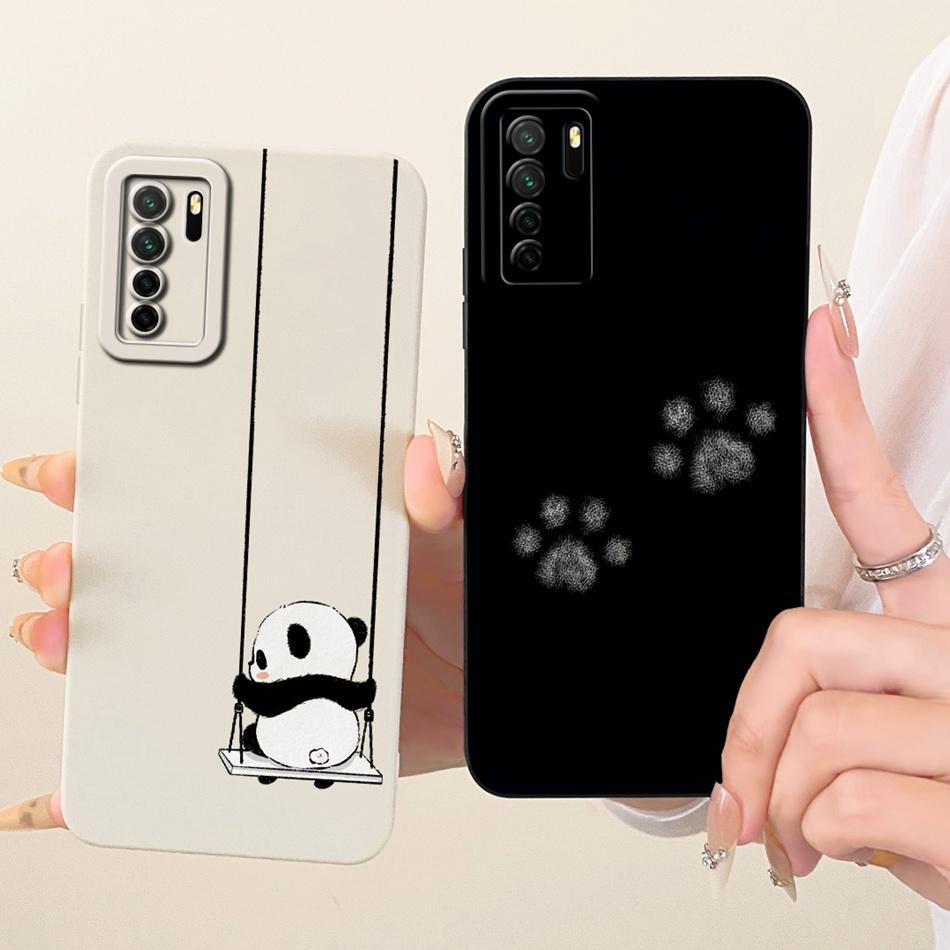 For Huawei Nova 7 SE 5G / P40 Lite (5G) CDY-NX9A CDY-NX9B Cute Cat Flower Cartoon Phone Case Shockproof Soft Silicone Bumpers