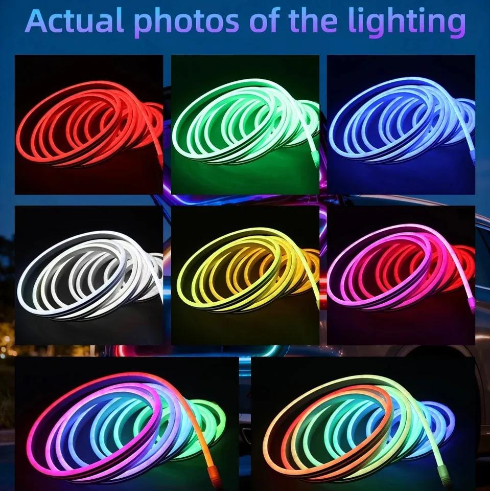 12В 4 метра Автомобильная RGB светодиодная лента для подсветки багажника, гибкая декоративная лампа, управление через приложение, неоновая атмосфера, водонепроницаемая