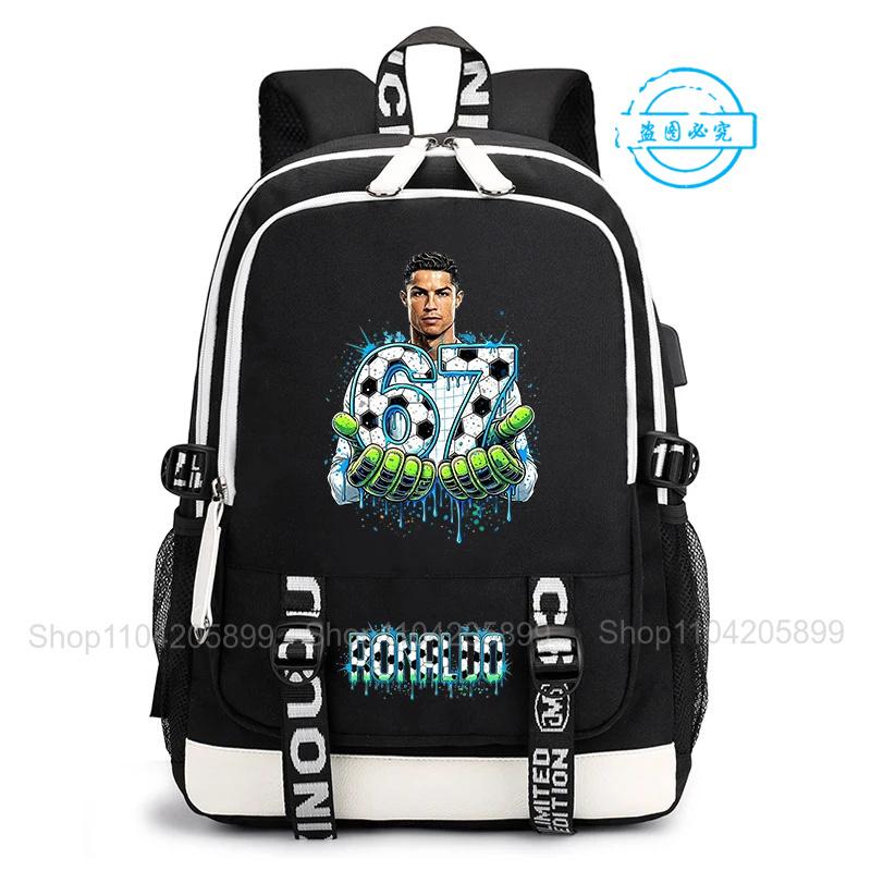 Рюкзак Cr7 Роналду 67 Принт Повседневная Мочила Для Студента Подростка Школьная Сумка Ежедневные Поездки Рюкзак Подарок Мальчику