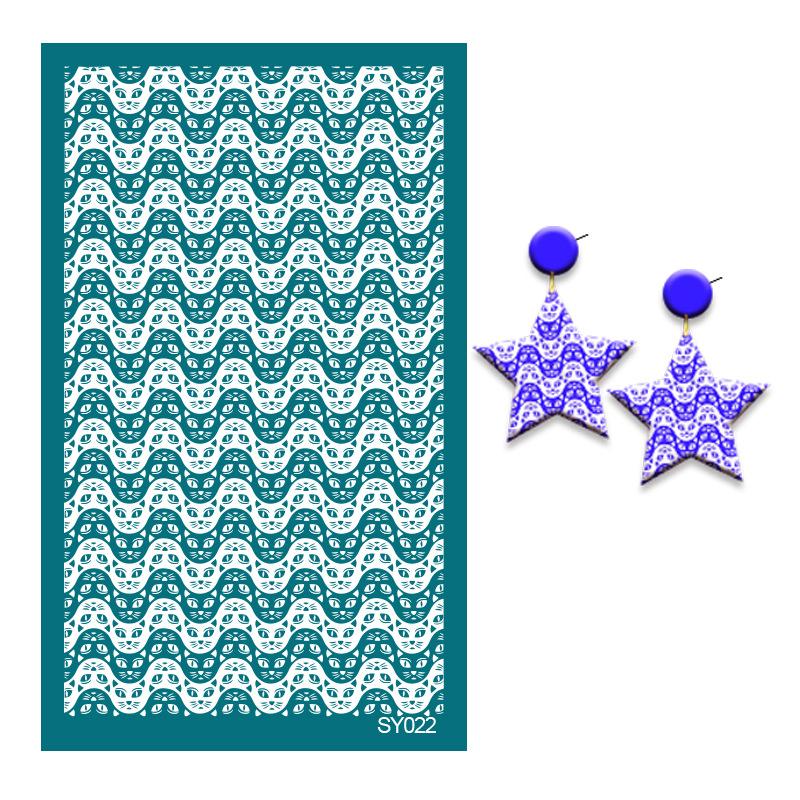 23 стиля самоклеящихся трафаретов для шелкографии для полимерной глины, листья пальмы, многоразовые сетчатые трафареты для трансферной печати, для изготовления серег и ювелирных изделий