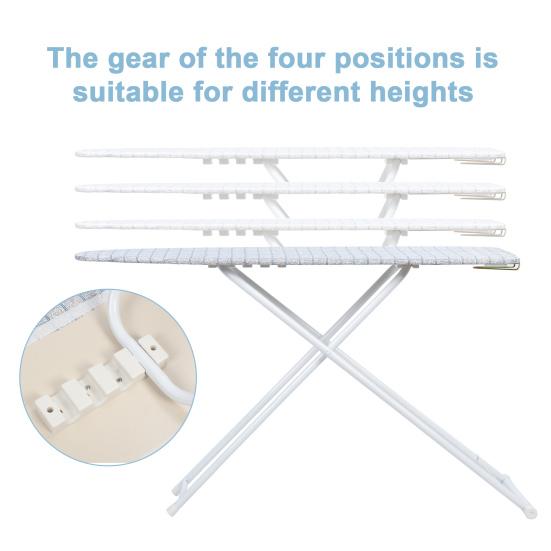 Desktop Ironing Board Board Full-Size Foldable Household Extended Stable Iron Outside with Heat-Resistant Cover (42 inch Blue Plaid Pattern) Wooden