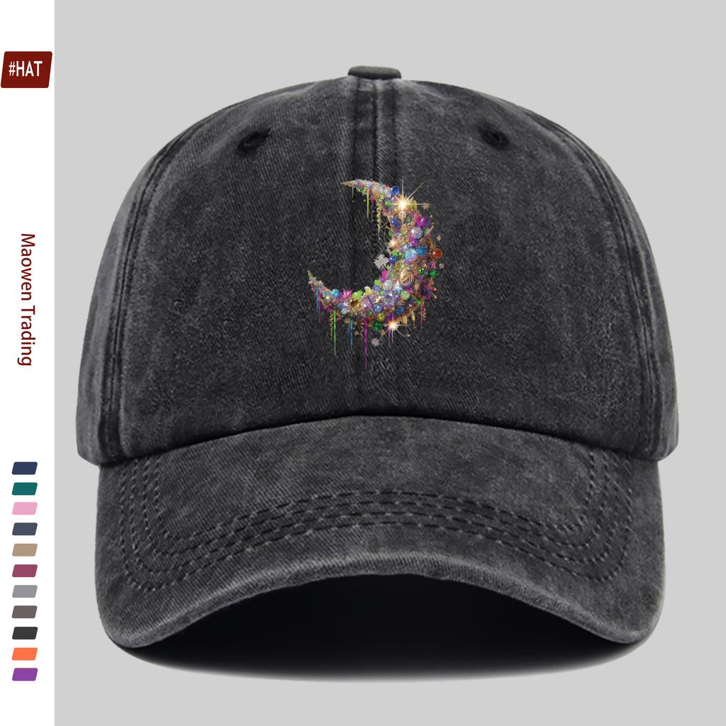 pc Shimmering Moon Pattern Printed Baseball Cap Cool Printed Trucker Sun Hat Comfortable Lightweight Papa Cap Dad Mom Beach