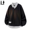 Men's :CHOCOOLATEit Faux Layered Collar Pullover Sweatshirt