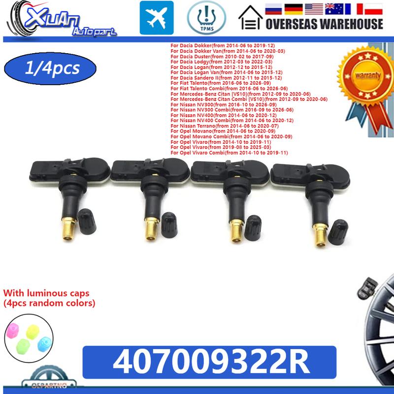 Датчик давления в шинах TPMS Новый Для Mercedes-Benz Citan Для Dacia Для Nissan NV300 NV400 433 МГц 407009322R A4539051701 407001628R