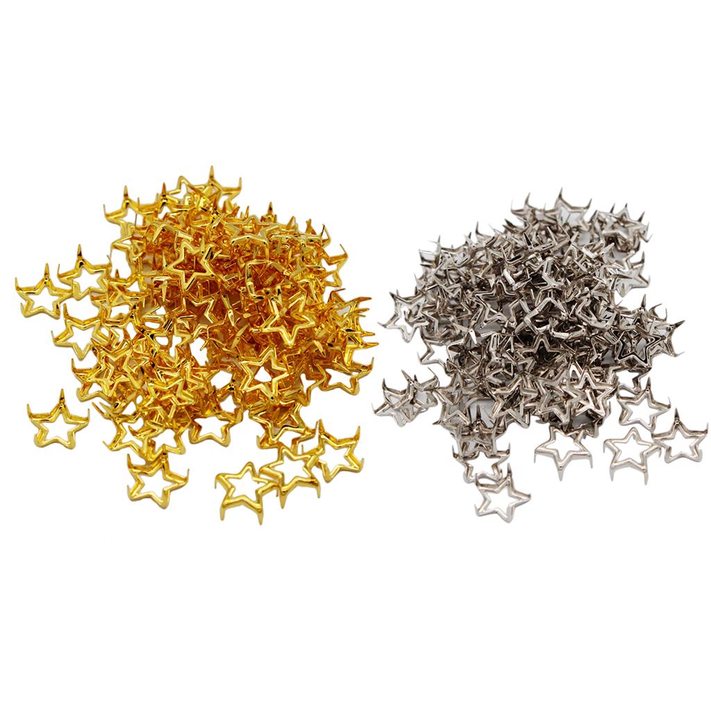 100Pcs Punk Star Stud Rivets Pentagram Claw Nailheads Leather Crafts