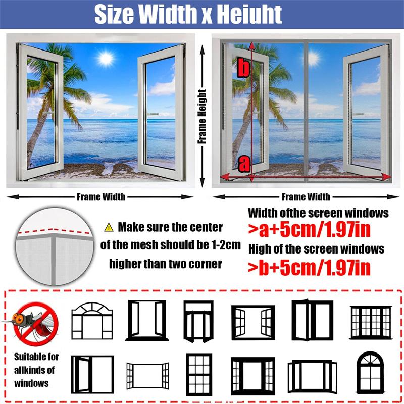 Летняя самоклеящаяся сетка для окон, защита от комаров, защита от летающих насекомых, невидимые сетчатые шторы, съемная магнитная сетка для окон