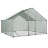 Large Metal Chicken Coop, 3 x 3 x 2 m, Walk-in Chicken Run House with Waterproof Cover and Sturdy Frame, Spire Roof Poultry Cage Duck Pen for Rabbit