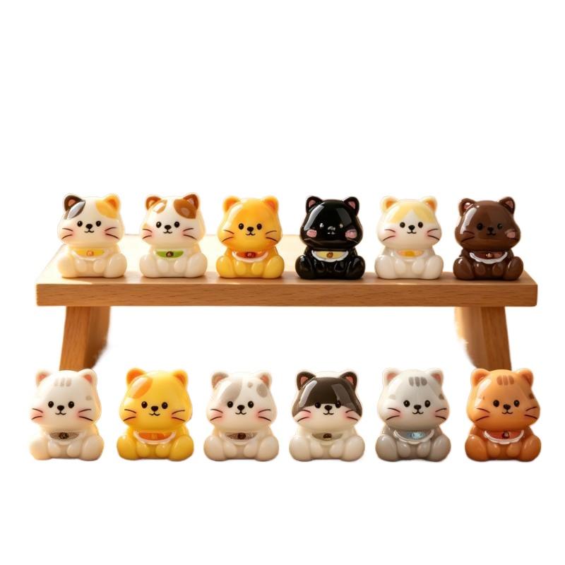 6pcs Cat Figurine Miniature DIY Decor Lovely Kitten Ornament Home Desk Car Dashboard Micro Landscape Mini Crafts Decoration