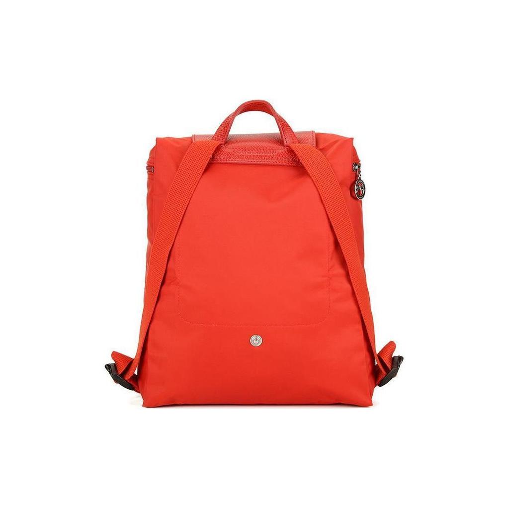 Longchamp Le Pliage Green 26 Foldable Snap Button Zipper Closure Recycled Polyamide Canvas Backpack Women backpack Bright-Red 1699919P83