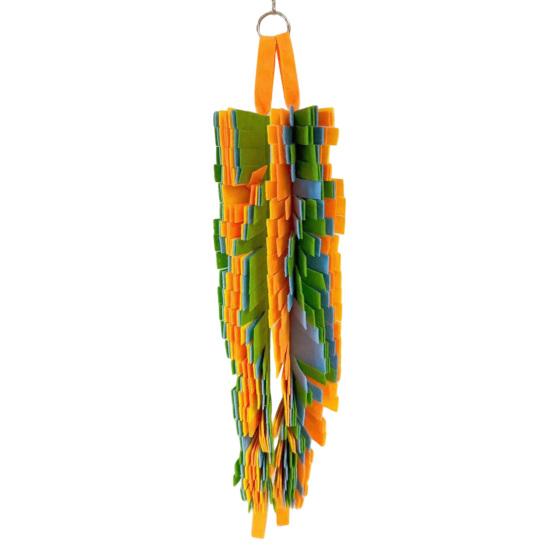 2 Pcs Parrot Chewing Toy with Metal Hanging Ring Colorful Felt Strips Small Animal