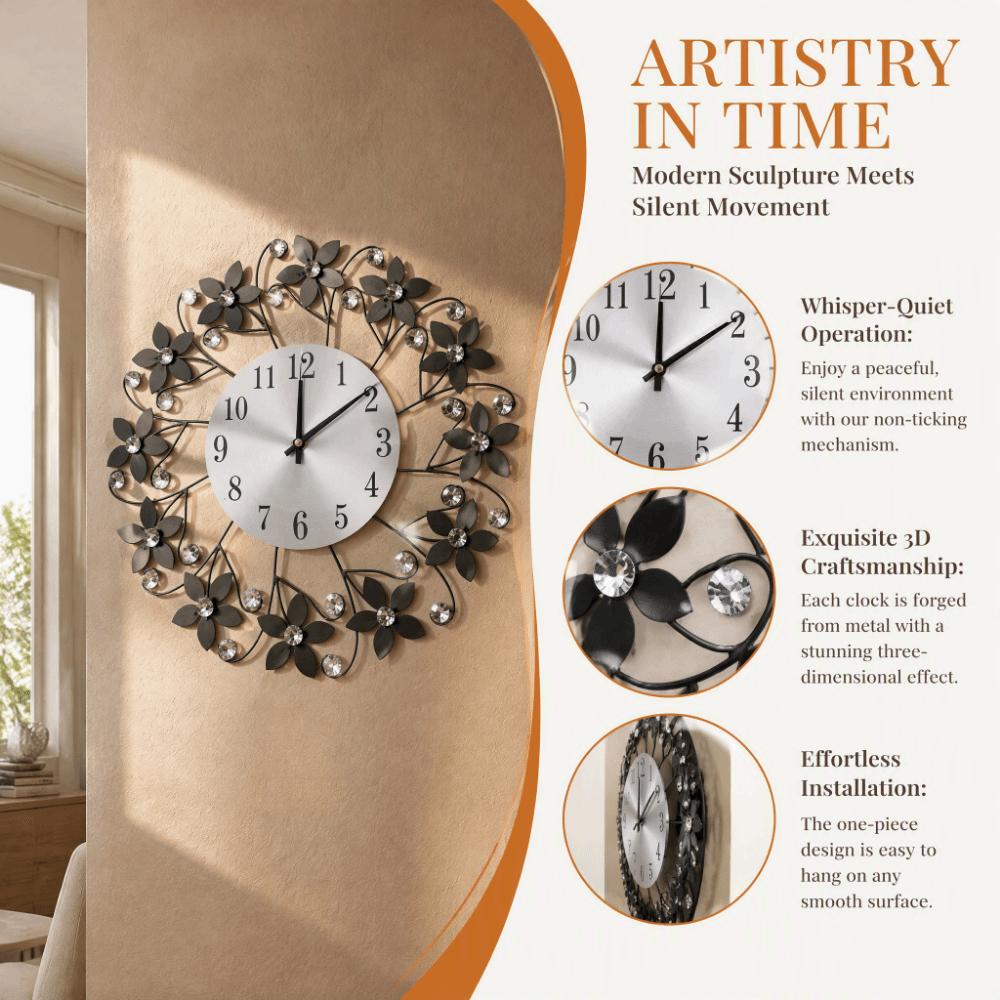 Quartz Movement Silent Wall Clock Metal Frame Wall-mounted Clock Fashion Decorative Clock Kitchen