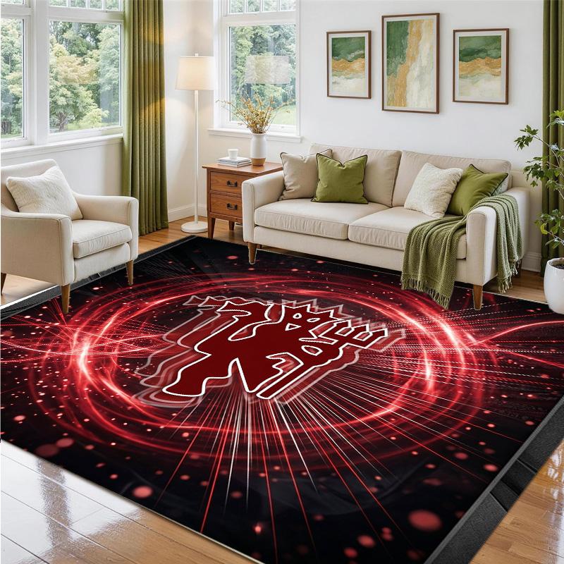 Manchester United Design Crystal Velvet Rug Soft Decorative Mat for Bedroom Entrance