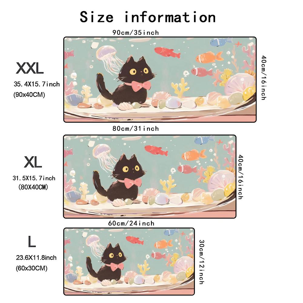 Kawaii Cats Theme Mouse Pad Large Computer Office Game Table Mat XXL Rubber Anti-slip Stitched Edge Keyboard Mats Long Desk Pads