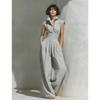 New Women's Solid Color V-neck Sleeveless Waisted Long Dress, Popular for Cross-border Independent Stations & Amazon