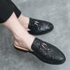 Летние мюли 2024 Мужские полуботинки для мужчины Тапочки Кожаные мужские повседневные туфли Полудраги Лоферы Тапочки Мужские шлепанцы Слипоны Балетки