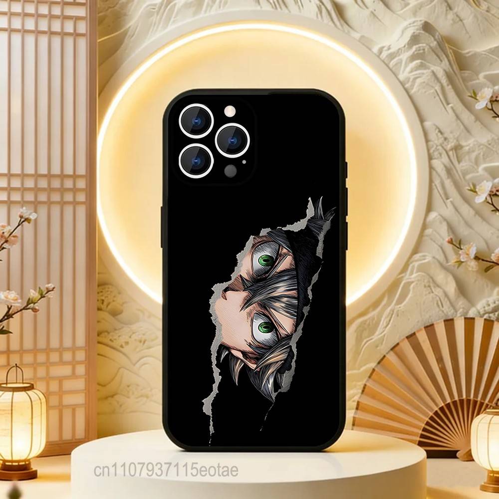 C-Клевер Аста B-Черный Чехол для телефона Силиконовый Мягкий Для IPhone 16,17,15,11,13,12,14,Мини,Про,Макс,Плюс,Эйр,Е Черный