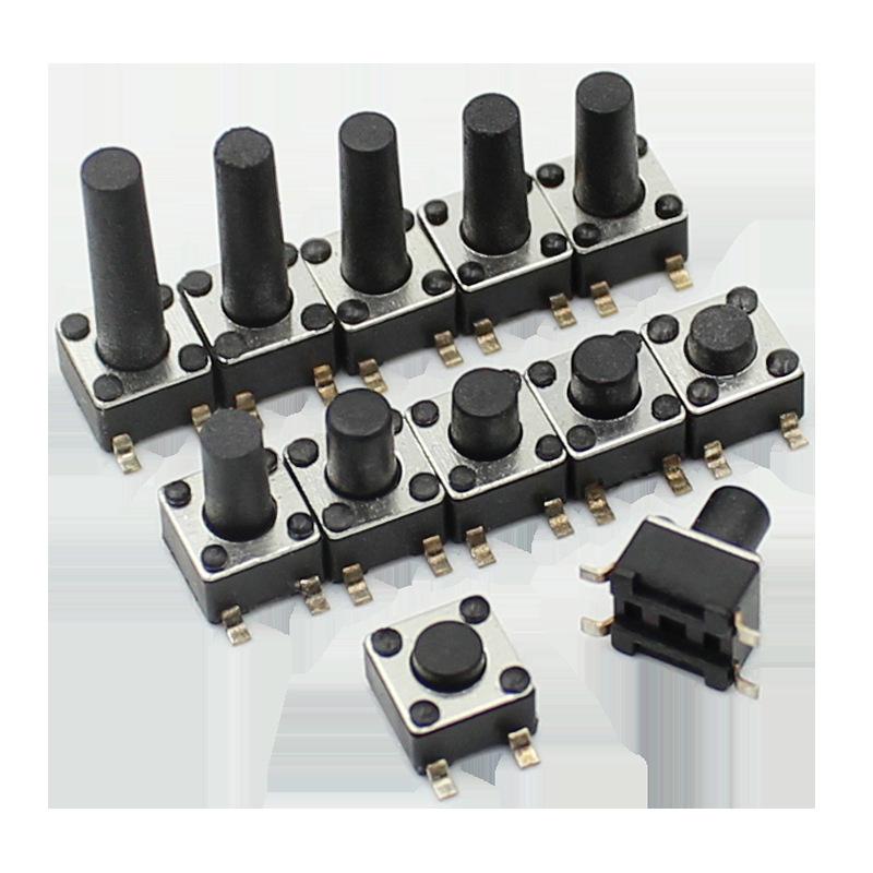 Тактильный микропереключатель SMD 4,5x4,5 мм, Варианты высоты: 3,8-9 мм, Медные штифты