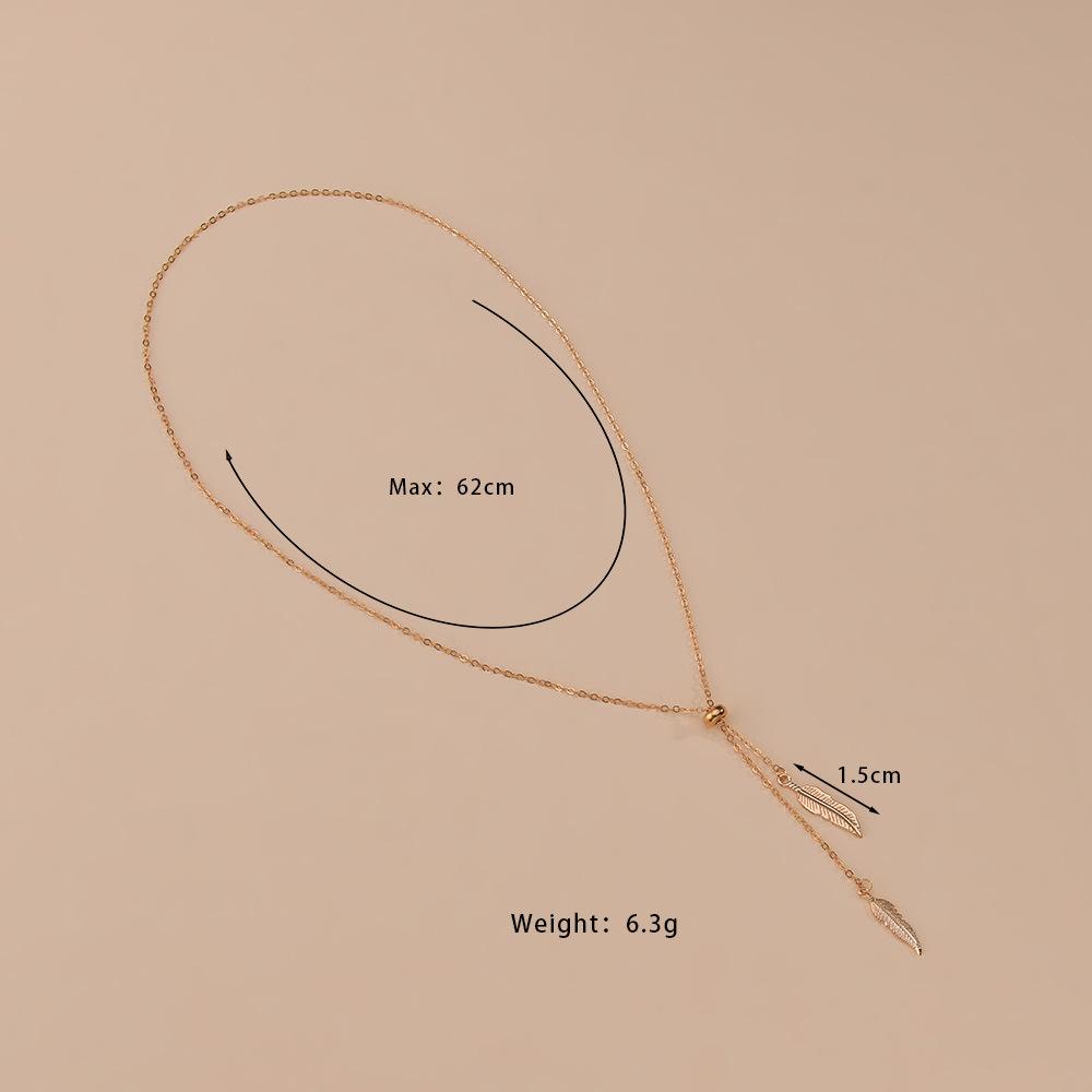 Персонализированное ожерелье-свитер Лист Регулируемый сплав Женское ожерелье