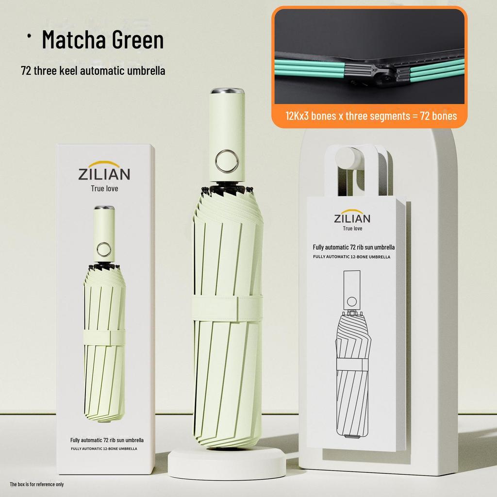 72-Bone Automatic Reverse Folding Umbrella - Oversized, Dual-use for Sun and Rain, Unisex