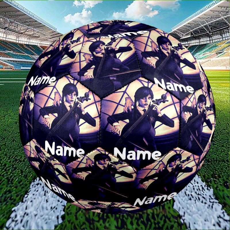 Custom Name Personalized Wednesday Print Size 5 Soccer Ball Training & Match Football, for Team, Kicking, Gift for Football