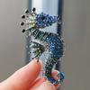 Creative Glittery Seahorse Brooch Pins Women Full  Hippocampus Brooches Classic Animal Badge Jewelry Accessories Gifts