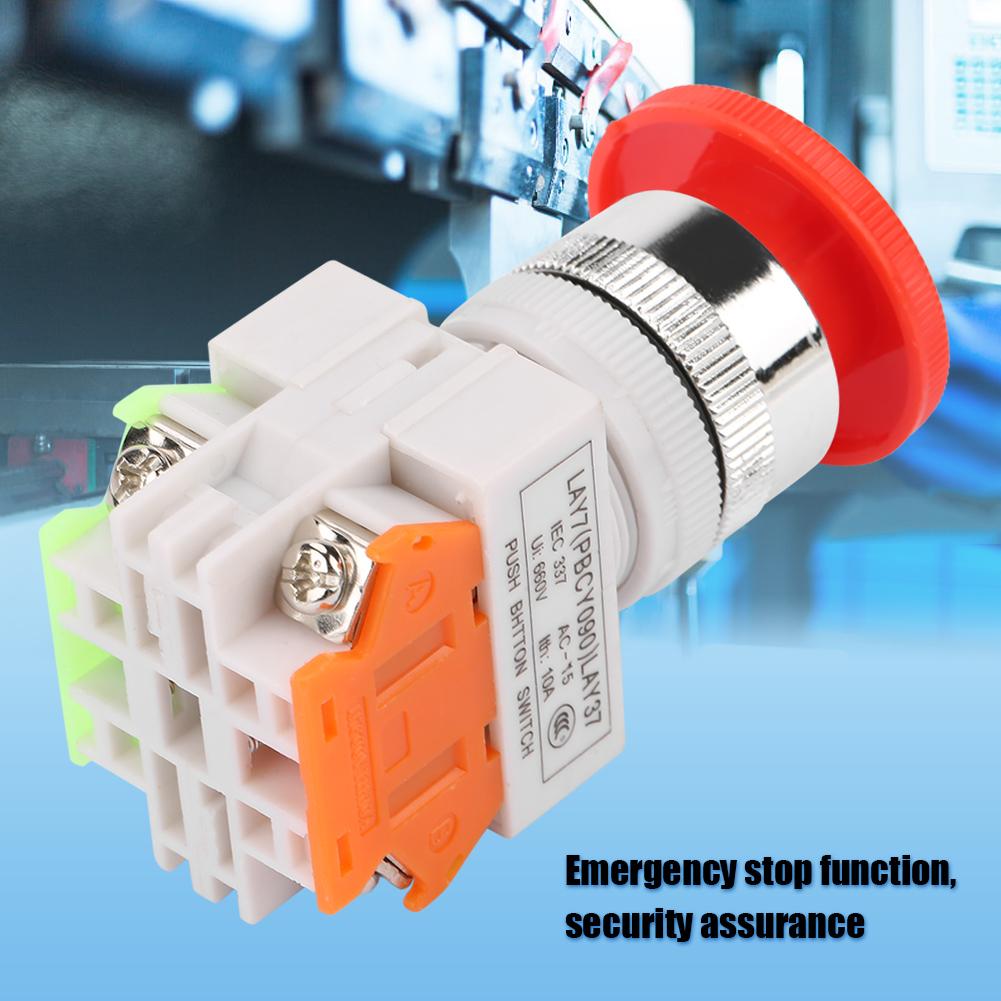 Self Locking Emergency Stop Mushroom Push Button Switch 22mm Mount LAY37 11ZS