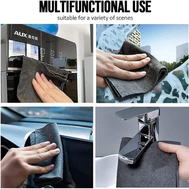Утолщенная волшебная ткань для чистки из микрофибры, полотенце для очистки стекла, многоразовые моющиеся безворсовые тряпки для чистки кухонных стекол автомобиля