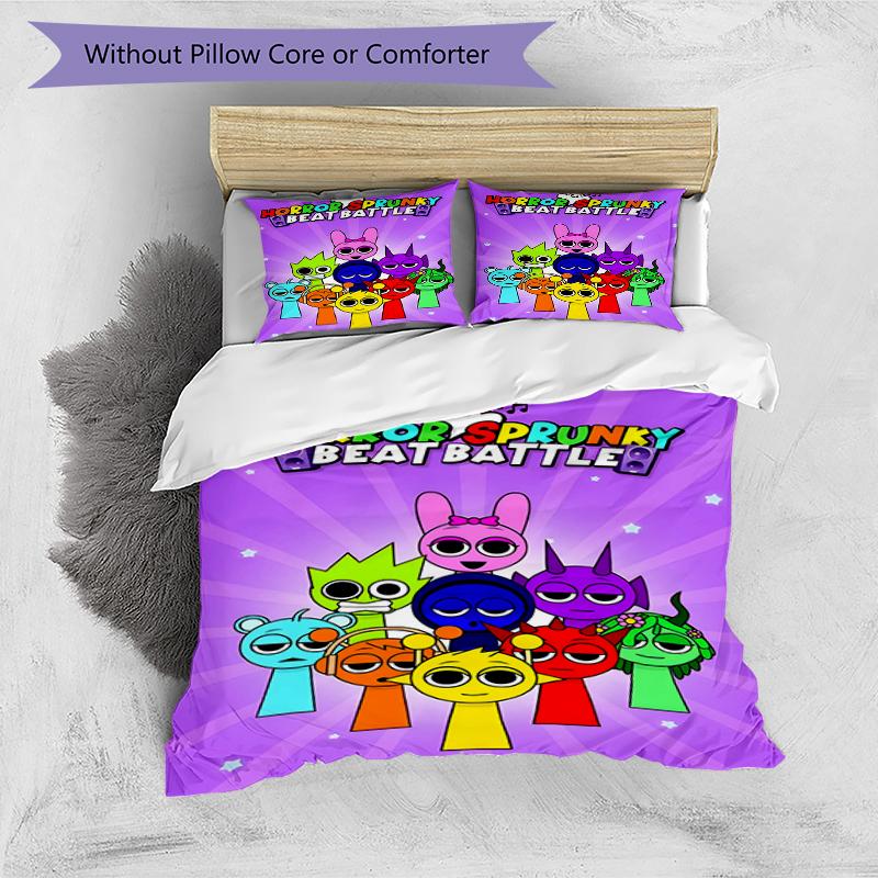 3pcs SPRUNKI3 Design Cover Set - HD Printed Bedding with 1 Cover and 2 Pillowcases - Perfect for Home and Dorm Decor