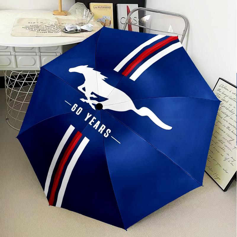 1PC Mustang Umbrella Folding Umbrella, Automatic Umbrella 8-Frame for Travel, Casual Lightweight Birthday Christmas gift